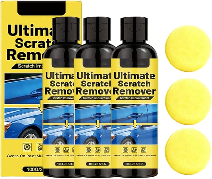 Car Scratch Removal Wax, 2026 New Scratch Remover for Vehicles, Car Paint Scratch Repair Kit for Deep Scratches, Universal Polishing Compound with Sponge (3pcs)
