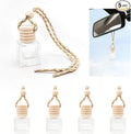 5 PCS Hanging Car Air Freshener, 8ml Empty Clear Glass Perfume Bottle Freshener Diffuser, Essential Oil Fragrance Aromatherapy Bottle Ornament for Car, Interior Car Accessories (Square)