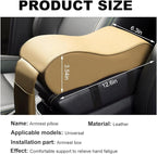 Car Armrest Cushion, Soft Memory Foam Auto Armrest Pillow with Storage Bag, Leather Center Console Arm Rest Padded Cushion with Phone Holder, Universal Car Accessories (Beige)