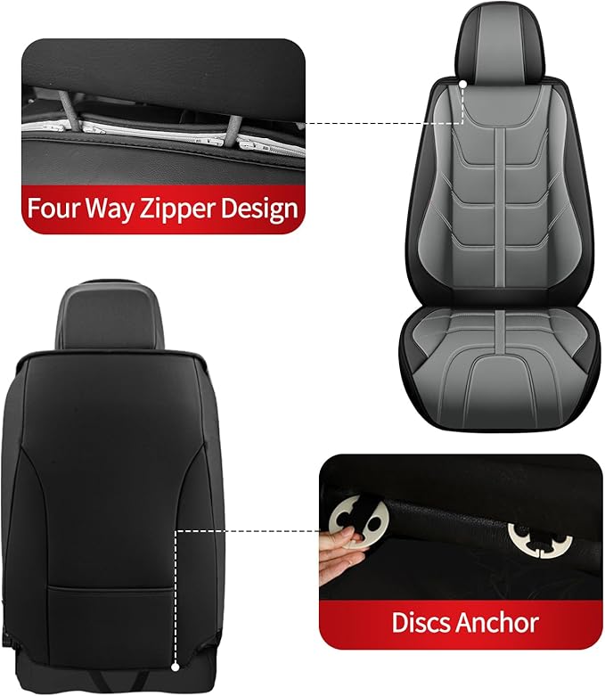 TTX LIGHTING Car Seat Covers fit for Cadillac XT5 2017-2026 Full Set: Premium Leather Automotive Seat Cover with Airbag Compatible Waterproof (5 Seats, Black & Gray)