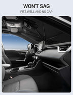 Proadsy Windshield Sun Shade Umbrella for Subaru Forester 2019-2025 2026 Foldable Car Umbrella Sunshade with Soft TPU Handle Spring Structure Crystal Cooling Material Protect Car from Rays & Heat