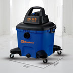 Koblenz Wet Dry Vacuum Cleaner, Large 16.0 Gallon Tank, 6.5 HP Powerful Vacuum for Dry and Wet Messes, Vacuum Cleaner and Blower with Drain Plug, Accessories Included, Black+Blue (WD-16 L4)