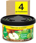 LITTLE TREES Car Air Freshener | Fiber Can Provides Long Lasting Scent for Auto or Home | Recycled Fiber | Green Apple, 4 Air Fresheners