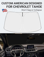 Proadsy 2026 Upgrade Windshield Sun Shade Custom Fit 2021-2025 2026 Chevrolet Tahoe 4-Layer Foldable Front Sunshade Protector Sun Visor Blocks UV Rays Keep Car Cooler Accessories