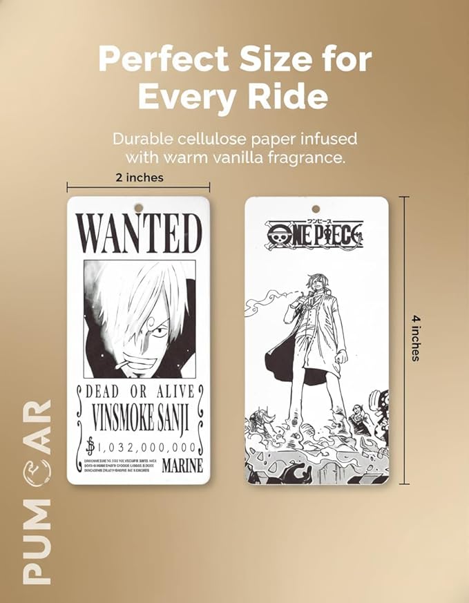 PumpCar 2 pieces Sanji double-sided hanging Japanese anime vanilla-scented One Piece car air freshener Cool anime hanging air fresheners for rearview mirror Car Interior Accessories Household Gifts