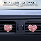 4PCS Heart-Shaped Car Vent Clip with Rhinestone, Vent Clip Car Accessories, Sparkly Rhinestone Bling Diamond Freshener Holder, Air Conditioning Outlet Ornament for Women Girls (Pink, Style1)