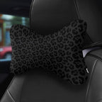Car Neck Support Pillow 2 Pcs for Neck Pain Relief, Compatible with Dark Gray Black Leopard Cheetah Print Bone Shape Headrest Pillow for Car Seat with Soft Memory Foam