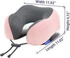 napfun Neck Pillow for Traveling, Upgraded Travel Neck Pillow for Airplane 100% Pure Memory Foam Travel Pillow for Flight Headrest Sleep, Portable Plane Accessories, Pink Striped Kit