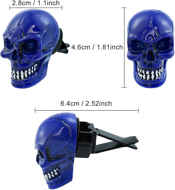 Skull Car Air Fresheners Cute Cool Funny Air Conditioning Vent Perfume Diffuser Decoration Interior Car Accessories 2 pcs