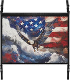 Car Roof Storage Bag USA Flag Eagle Hanging Car Storage Bag All Car Storage Organizers Large Capacity Can Hold Mobile Phone, Wallet