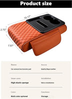 5-In-1 Center Console Cover Organizer, Arm Rest Cover for Car with Cup Holder & Storage Pocket & Tissue Box, Armrest Cover Cushion Pad, Water Ripples, Black - Red