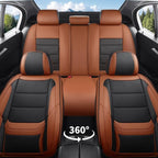 Car Seat Covers Full Set Custom Fit for Mercury Milan 2006-2011-Luxury Leather with Lumbar Support, Breathable, Waterproof, Anti-Slip, Durable, Easy to Install (BlackBrown,Full Set)