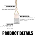 5PCS Hanging Car Air Freshener, 8 ml Oil Diffuser Perfume Aromatherapy Pendant Empty Glass Bottle, Fragrance Ornament with Vent Clip Wooden Cap and Rope, Auto Interior Decoration (Square)