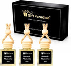 Gift Paradise® Seaside Plumeria Hanging Car Air Freshener Set of 3(10 ml) Fragrance Oil Diffusers with Wooden Cap, Tropical Floral Beach Scent, Long-Lasting for Car, Closet & Office, Magnetic Gift Box