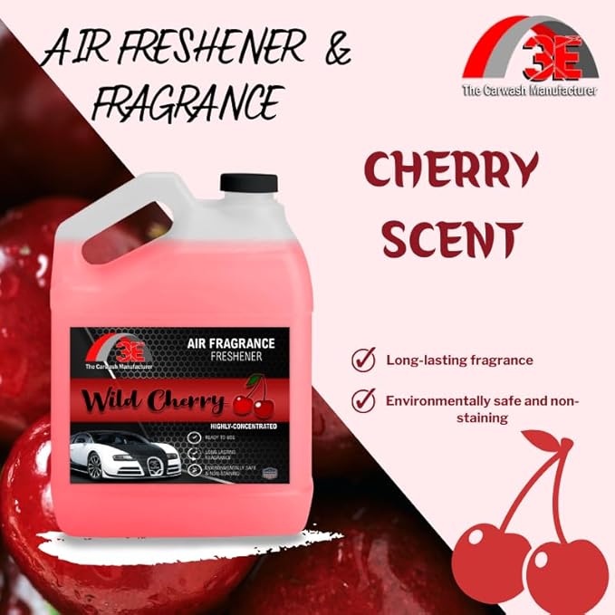 3E Super Wild Cherry Air Freshener, Deodorizer, and Odor Eliminator 1 Gallon Ready-to-Use | Best for Cars, Trucks, Home or Office 128 fl oz, Made in the USA
