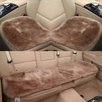OGLAND 20 inchs Shearling Sheepskin Car Seat Cover, Fluffy Fuzzy Wool Car Seat Covers for Auto Interior Accessories with Soft Eco-Friendly Natural Fur Non-Slip (Camel, Front)