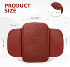 Car Center Console Cover, 12"×7.87" Waterproof Leather Auto Armrest Cover Protector with 2 Pocket, Comfortable Arm Rest Box Cushion Pad, Universal Interior Car Accessories (Wine Red)