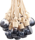 20 Pcs Oblate Shape Hanging Car Air Freshener Diffuser,Empty Refillable Black Gradient Glass Essential Oil Hanging Decor Aromatherapy Fragrance Pendant Vials with Wooden Caps & Hanging String