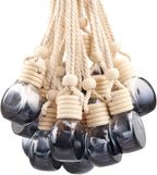 20 Pcs Oblate Shape Hanging Car Air Freshener Diffuser,Empty Refillable Black Gradient Glass Essential Oil Hanging Decor Aromatherapy Fragrance Pendant Vials with Wooden Caps & Hanging String