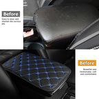 HZEL Car Center Console Cushion Pad, PU Leather Vehicle Armrest Protection Cover, Waterproof Automotive Interior Arm Rest Seat Box Mat Accessories, Universal for SUV, Sedan, Truck (Black/Blue)