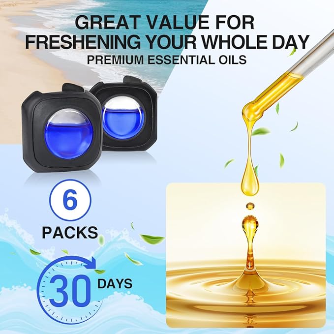 Car Air Freshener Vent Clip, Scented Car Accessories, Long Lasting for Strong Odors, Unstopables Fresh Scent, Lasting Over 180 Days, 6 Count
