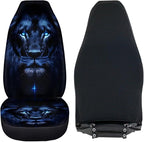 Cool Lion Print Car Front Seat Cover Set of 2, Auto Bucket Seats Protector Universal Car Accessories Interior Decor for Women Men