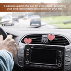2PCS Heart-Shaped Car Vent Clip with Rhinestone, Car Vent Accessory, Bling Heart Charm Air Conditioning Outlet Clip, Auto Diffuser Air Freshener Charm for Women Girls (Pink, Heart)