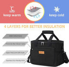 iknoe Insulated Lunch Bag, Foldable 14L Cooler Bag for Men & Women, Leakproof Thermal Design, Great for Office, Picnic, Travel, Lunch Box, Black New
