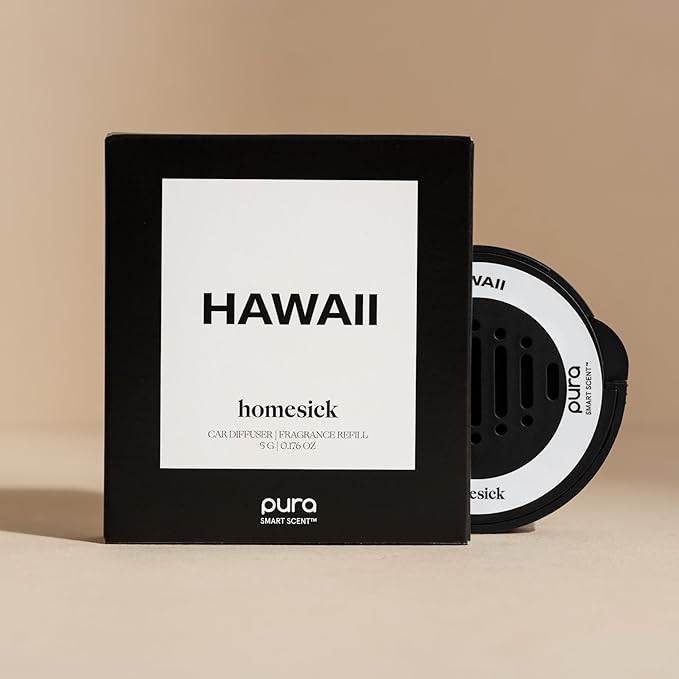 Pura and Homesick - Fragrance for Pura Car Diffuser - Clean & Safe Luxury Diffuser Scent - Long-Lasting Fragrance for 30 Days of Aroma - Hawaii