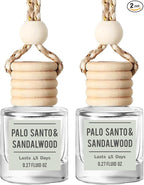 Palo Santo & Sandalwood (Santal) Hanging Car Air Freshener – Long Lasting Essential Oil Diffuser for Car, Closet, Bathroom – 2-Pack Natural Scent Deodorizer for men and women