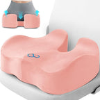 Seat Cushion, Chair Cushions, Office Chair Cushions, Anti-Slip Bottom & Removable Cover Tailbone Pain Relief Cushion, Memory Foam Seat Cushion, 5.28 in Thick (Pink)