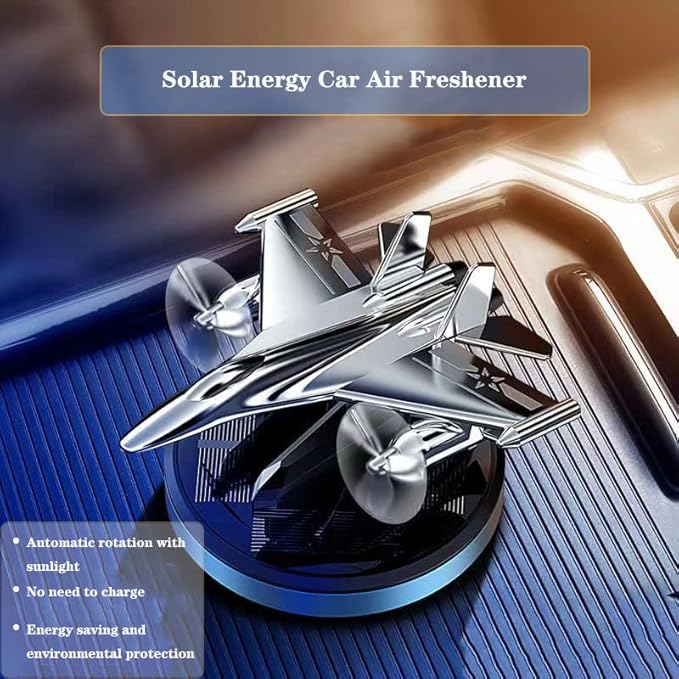 [ Military-Grade Fighter] Car Air Freshener, Alloy Solar Rotating Car Essential Oil Diffuser with Cologne Natural Plant Essential oil, Car Aromatherapy Decorations (Blue Base)