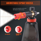 SPTA PRO Foam Cannon (Thicker Snow Foam Technology) with 1/4 Inch Quick Connector for Pressure Washer (Wide Mouth), 34 Oz Bottle (1/4" Quick Connector) with Adjustable Thick Foam+16Oz Car Wash Soap