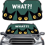 GENANY Cute What Cat Funny Windshield Sun Shade for Car SUV Truck (55x30 Inches), Sun Shade Windshield for Windows, Protector Blocks UV, Spring Car Decor