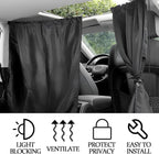 3PCS Car Window Shades Kit, Magnetic Light Blocking UV Protection Privacy Divider Curtains & Side Window Covers, Double Layer Automotive Sunshades Curtains, Universal for Vehicles