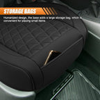 Luxury Faux Leather Car Seat Cover, Anti-Slip Waterproof Universal Front Bottom Seat Protector with Storage Pocket, Triangular Pattern Vehicle Seats Cushion for Sedans, SUVs, Trucks (Black)
