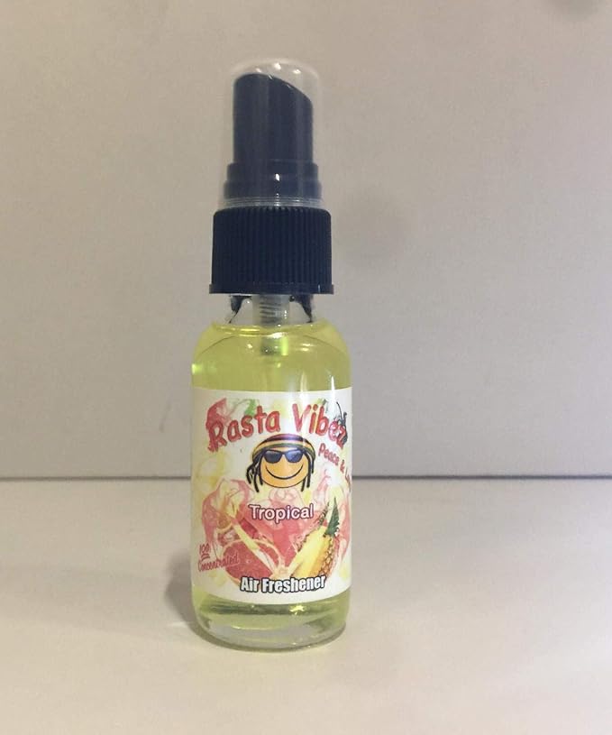 Rasta Vibez Tropical Type Air Freshener - 100% Ultra Concentrated Oil Based Spray - Ideal for Bathroom, Home, Car, Office & More - Long Lasting Effects - 1oz Bottle