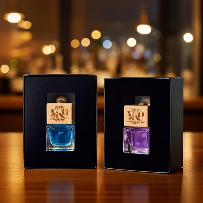 Hanging Air Fresherner Fragrance Oil Glass Bottle, With Multiple Scents Fragrance, Automobile Interior Decoration, Long Lasting For Car and Home. (Hilton and Ocean)