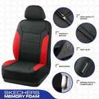 Skechers Memory Foam Car Seat Covers, Lycra Fabric Seat Covers, Car Seat Covers Front Seats Airbag Compatible,Automotive seat Covers for Most Cars,Trucks, SUV(Red)