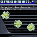 3PCS Daisy Flower Car Dashboard Air Vent Trim Clip, Cute Daisy Air Conditioner Outlet Clip Car Charm for Women, Car Air Vent Clip Auto Interior Decoration for Girls Present (Green)
