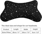 Headrest Pillow for Car Seat, 2 Pcs Memory Foam Neck Support Pillow for Neck Pain Relief, Compatible with Zodiac Constellation Galaxy Black Starry Night Stars Glow Dark Midnight Car Office