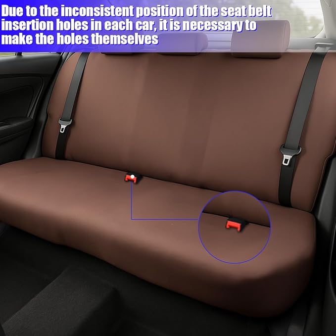 BESULEN Car Back Seat Cover, Dustproof Elastic Cloth Vehicle Rear Seat Bench Protector for Pets Kids, Waterproof Stretch Automobile Interior Accessories, Universal for Sedan Truck SUV (Coffee)