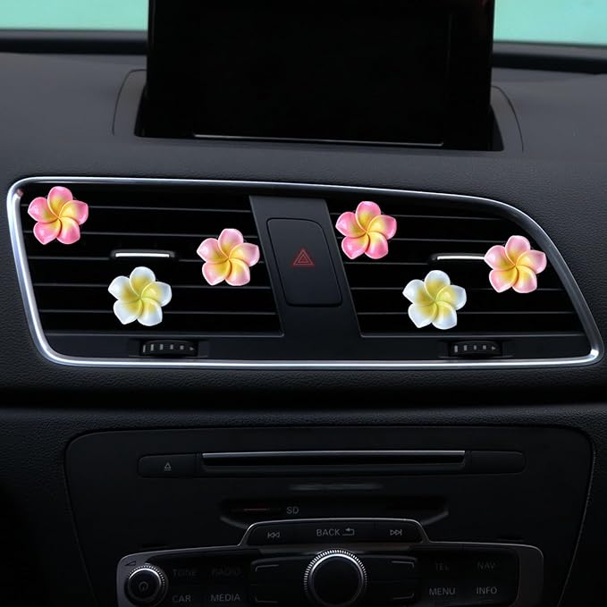 6Pcs Multicolor Pentapetal Flower Car Accessories for Women, Beach Flower Car Air Vent Clips Air Conditioner Outlet Decoration Cars Interior Decor Charm, Air Fresheners Interior Accessories