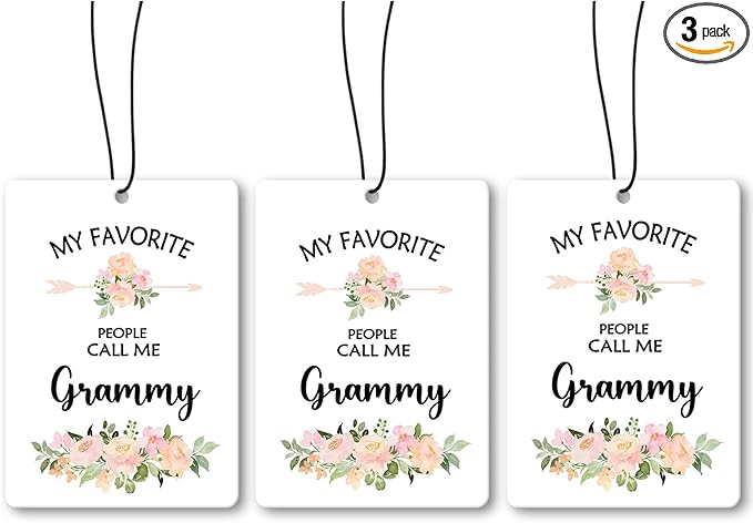 Grammy Grandma Gifts Car Air Freshener Hanging 3 Pack, My Favorite People Call Me Car Accessories Gifts for Grandma Christmas Women,Rustic Floral Scent Card Lavender for Closet Bathroom Decor