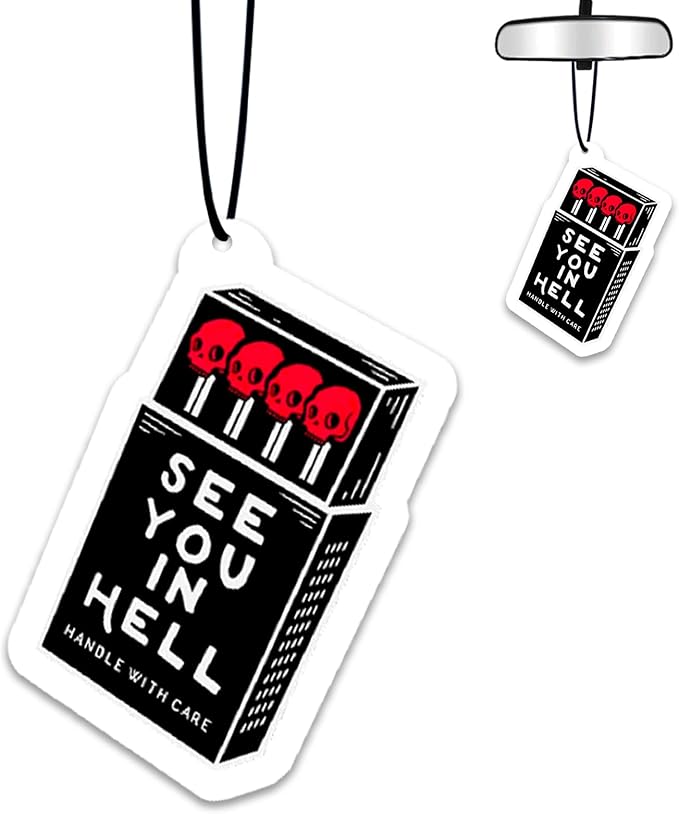 1PCS Car Air Fresheners,Funny See You in Hell Smoke Car Air Fresheners for Cute Mirror Freshener Mirror Scented Hanging Cute Car Accessories Decor Interior Home,Funny Gifts for Women Men Friends