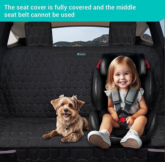 Dog Seat Covers for Tesla Model Y Back Seat Cover for Kids, Heavy Duty Bench Seat Cover with Headrest for Model Y, Non Slip Waterproof Durable Custom Fit Back Seat Covers for 2020-2025 Model y