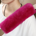 Soft & Cozy Australian Sheepskin Car Seat Belt Covers,2 Pack Fluffy Seatbelt Pads, Genunie Sheepskin Fur Shoulder Straps Cushions for Adults Kids Women and Men (Rose Red)