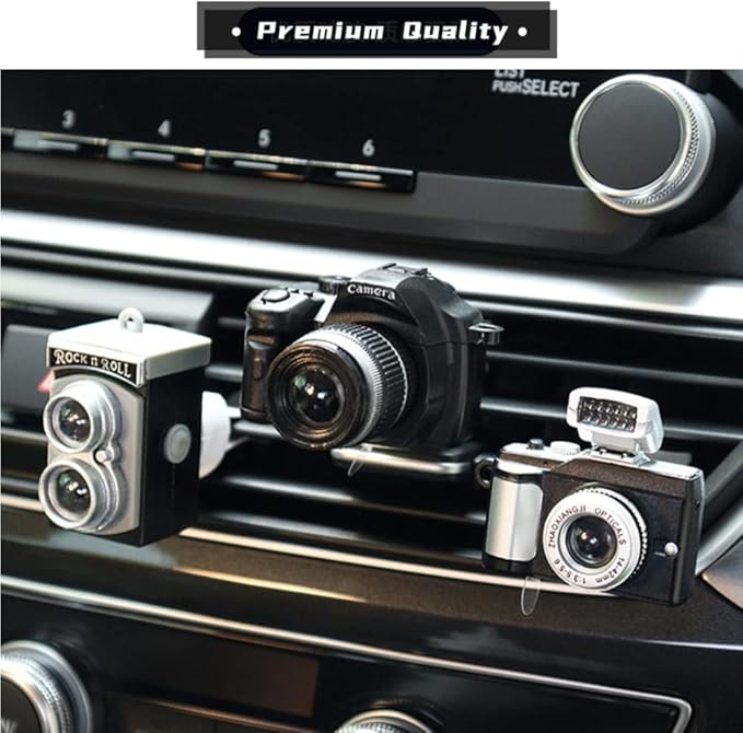 AONUOWE Camera Car Air Freshener with Flash Cute Car Fragrance Diffuser Vent Clip Kawaii Car Accessories Retro Decor for Women Men (Digital Camera 2)