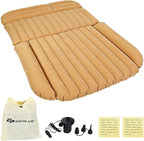 Goplus Car Bed, Air Mattress Back Seat with Pillow, Flocking Surface, Electric Air Pump, Repair Kit, Inflatable SUV Truck Bed Mattress for Traveling, Camping, Sleeping, Yellow