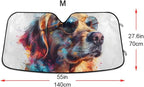 Funny Golden Retriever Dog Windshield Sunshade Car Sun Shade Blocks UV Rays Visor Protector Accordion Folding Sun Reflector Auto Sunshade for Truck SUV